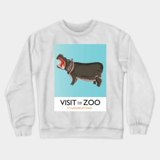 Visit the Zoo Hippo Train poster Crewneck Sweatshirt